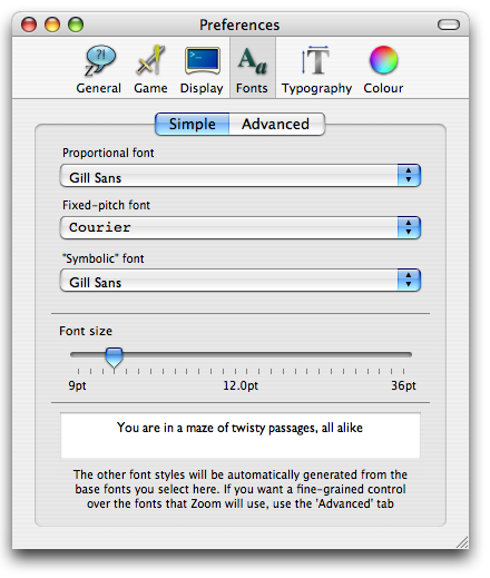 Fonts Fonts preference tab