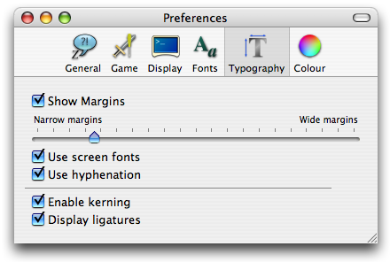 The typography preferences tab Typography preferences